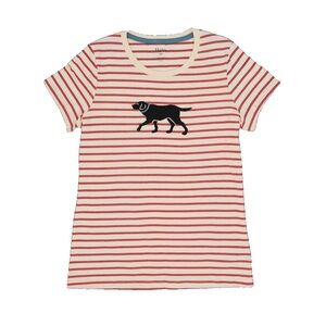 Hatley Dog Appliqué Red & Cream Striped T-Shirt